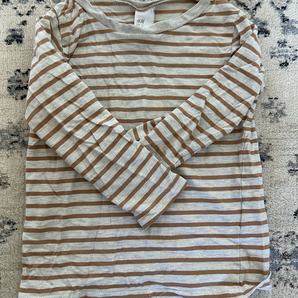 H&M Kids Striped Brown and White Long Sleeve Shirt